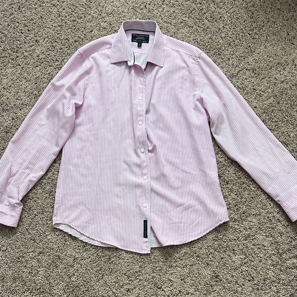 Report Collection Men's Light Pink Striped Button Down Shirt